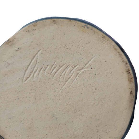 Vintage Set of 4 Blue White Sponge Ware Crock Jars w Cork Lids Signed on Bottom‎ - Picture 6 of 7